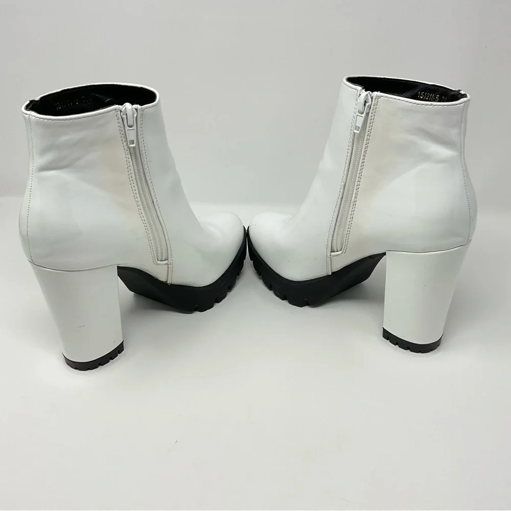 Allegra K Round Toe Chunky Heels Platform Ankle Boots Size 7.5